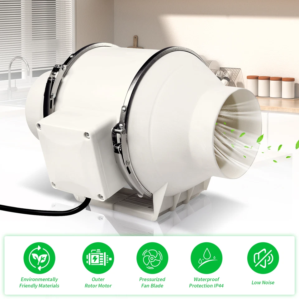 4/6/8" Kitchen Duct Exhaust Fan Ventilation Smoke Fume Extractor Fan Air Cooling - Image 2 of 4