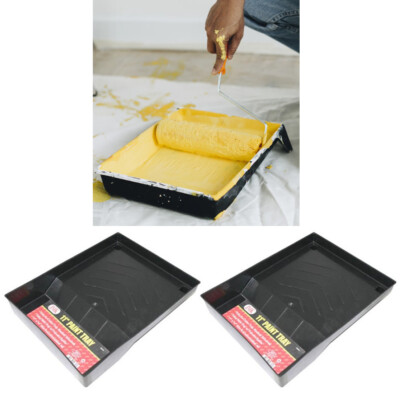2 X Paint Roller Tray 11'' x 14'' Heavy Duty Plastic Deep Well Washable Reusable