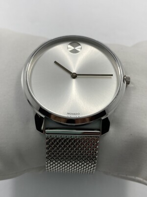 MOVADOアナログ時計 シルバー Movado Bold Silver Dial Stainless Steel Men's Mesh SWISS Quartz