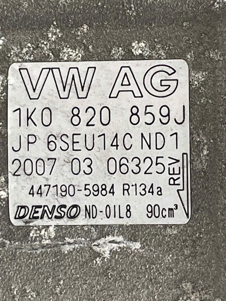 2008 Audi TT A/C Air Conditioning Compressor Assembly 64k Miles OEM 1K0820859J - Image 2 of 4