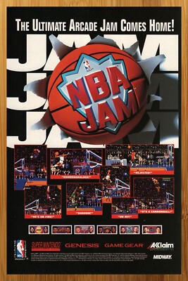 1993 NBA Jam SNES Genesis Game Gear Vintage Print Ad/Poster Authentic Promo Art