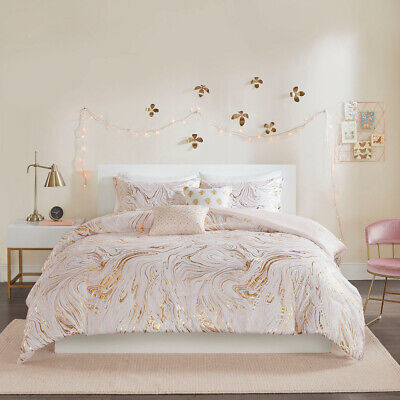Deluxe Chic Metallic Gold Blush Marble Queen full Twin ...