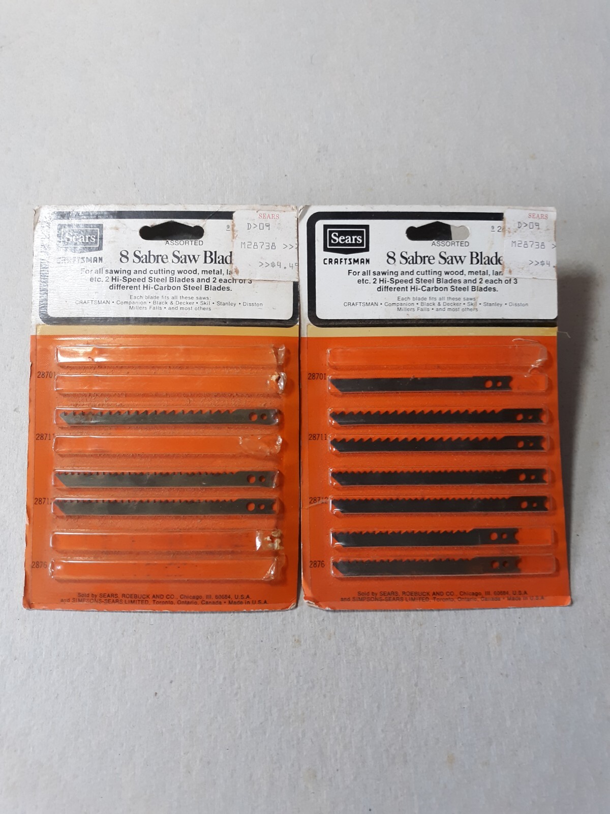 Vintage Craftsman Sabre Saw Blades Lot of 29 Steel Blades Made in USA