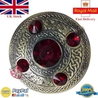 HS Celtic Fly Plaid Brooch Red 5 Stone Antique Finish 4" Scottish Kilt Brooches