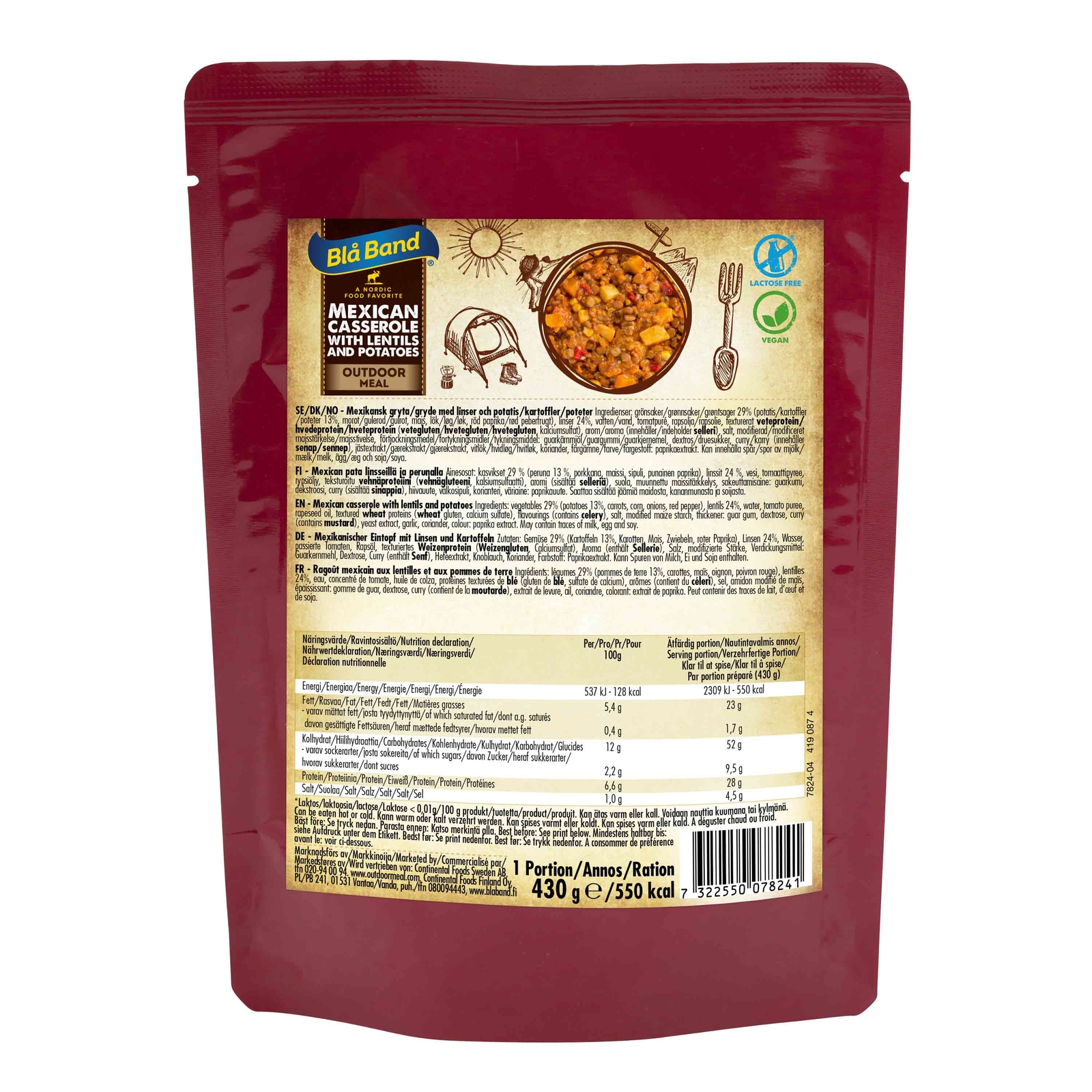 NEU Bla Band Outdoor Meal Mexican Auflauf für Camping Survival Wandern Zelten