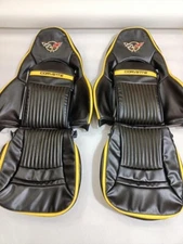 Chevy Corvette C5 Sports Seat Covers In Black With Yellow Strip Design 1997-2004