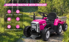 12V Kids Ride On Tractor Electric Car Toy with Trailer 3 Speed w/ Remote Control