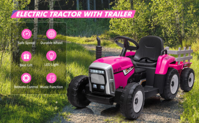 #ad 12V Kids Ride On Tractor Electric Car Toy with Trailer 3 Speed w Remote Control $159.99