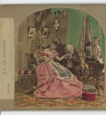 May & December - Victorian Genre Stereoview c1860s
