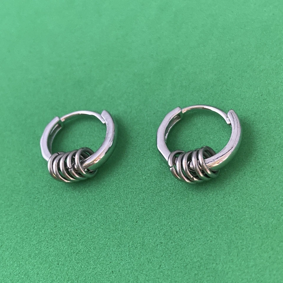 Pendientes de aro pequeños enchapados en plata 925 para hombre mujer, pendientes de aro de plata Foto 2 de 4