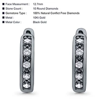 Diamond Hoop Men Stud Earring Solid 10k Gold Unisex Hip Hop Stud Earring 0.50mm