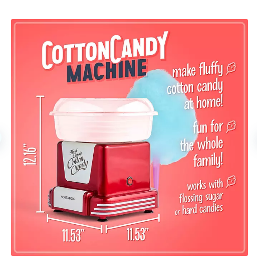 Nostalgia Retro Hard & SugarFree Candy Cotton Candy Maker 885699770843