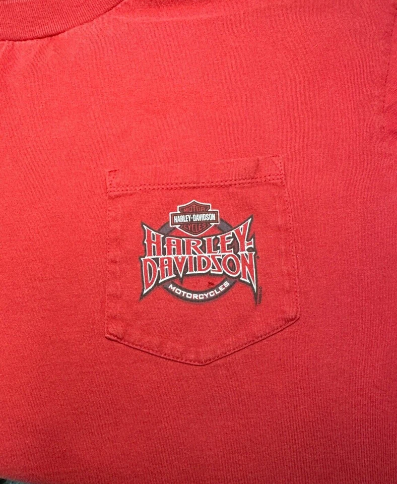 Harley-Davidson 图形红色 T 恤;男式 XL,全彩,二手,低乡村 — 第 2/4 张图片