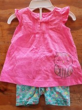 Adorable Carters Girls 3 Mo. Lot Shorts Dress Romper Owl Pineapple
