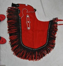 Black Suede Leather Western Horse Saddle Fancy Chinks Chaps