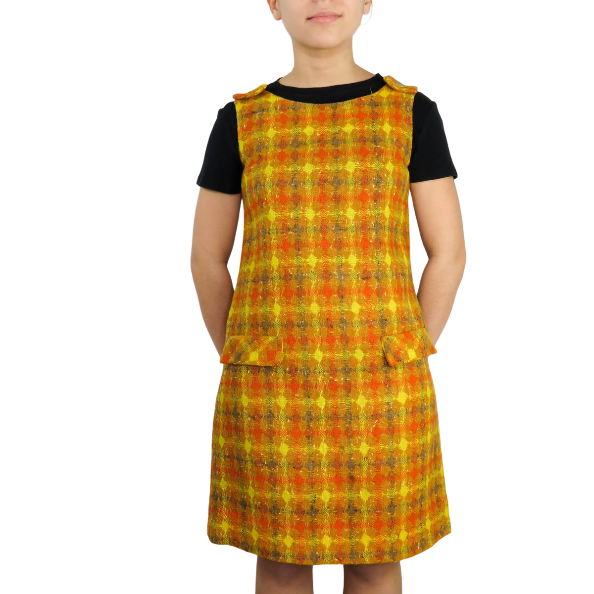 strapless open back dress Matcha green plaid retro dress – remulia