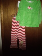 T21 EUC Girls 4 Peaches N Cream 2pc Christmas Outfit Green Velour Gingerbread