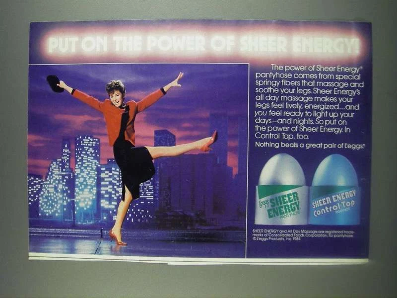 1985 L eggs Sheer Energy Pantyhose Ad Put on the power of sheer