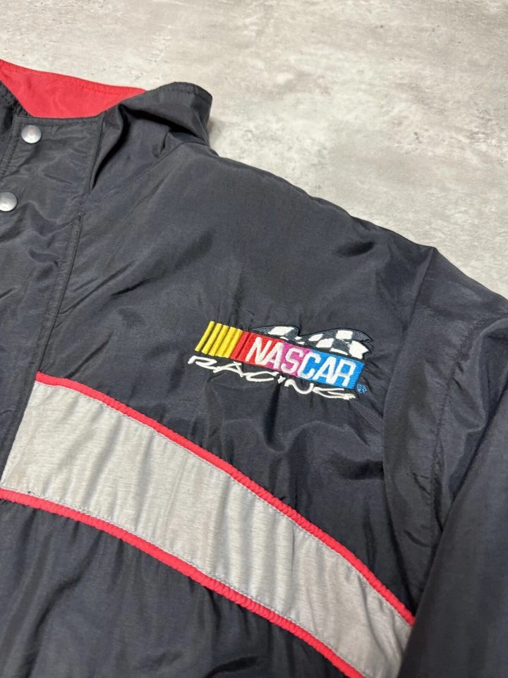 Vintage Nascar Racing Embroidered Logo Full Zip Nylon Windbreaker Jacket Sz 2XL - Imagem 4 de 4
