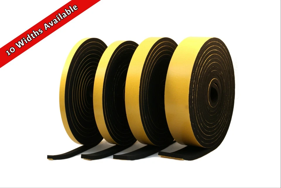 RUBBER STUFF Neoprene Strip 10mm Thick x 5m Long: Black Self-adhesive Neoprene Rubber Sponge