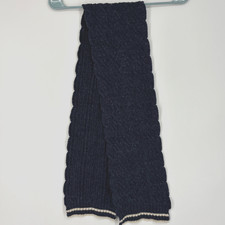 Gap Kids Unisex Rectangle Winter Scarf Navy Blue Cream Stripes Cable Knit Cotton