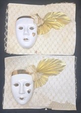 4x3 Gold White Clown/ Jester Theater Mask/Face B