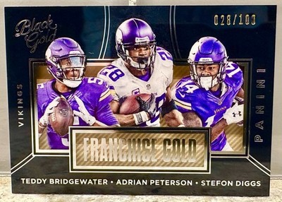 JERSEY NUMBER MATCH! 2016 Black Gold Adrian Peterson & Team 28/100! VIKINGS!