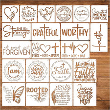 21pcs Christian Stencils for Crafts Reusable Motivational Bible Verse Template..
