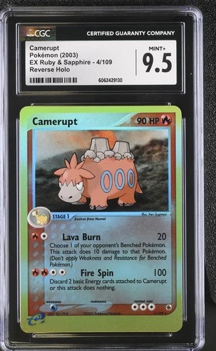 CGC 9.5 MINT+ Camerupt EX Ruby & Sapphire 4/109 Reverse Holo Pokemon Card