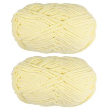 2Skeins Chenille Yarn Velvet Blanket Yarn 2x100g/7.1oz Polyester Light Yellow