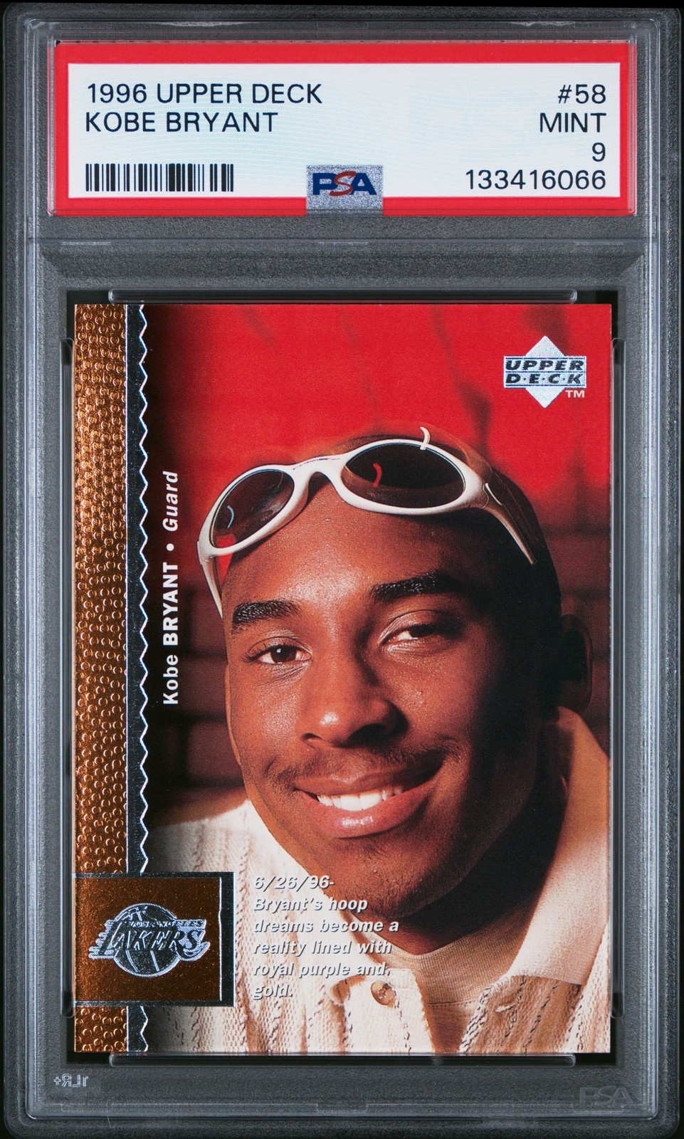 1996 UD #58 KOBE BRYANT ROOKIE RC PSA 9