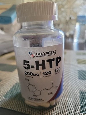 GRAXCELL  5-HTP 200mg, 120 Capsules (5-Hydroxytryptophan) - Gluten Free, Non-GMO
