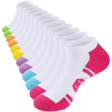 eallco Women's Cotton Ankle Socks 6 Pairs with Cushioned, Running Athletic Low C