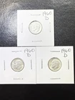 (3 Coins) 1960 D Silver Roosevelt Dimes