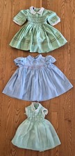 Lot Of 3 Vtg Girl's Smocked Dresses 3 sizes: 1 , 2 3 Polly Flinders Pastels