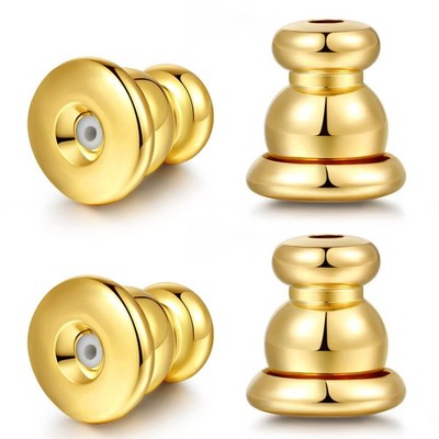 Locking Earring Backs for Studs, Hypoallergenic 18K Gold Bullet Earring Backs Re