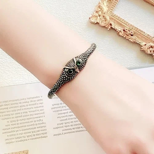 EDLES Armband 925 SILBER massiv Armkette EULEN ARMREIF Armzange Zirkonia Ring - Bild 4 von 4