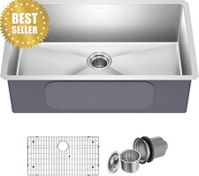 32in Undermount Kitchen Sink 16 Gauge Stainless Steel Single Bowl KHU100-32