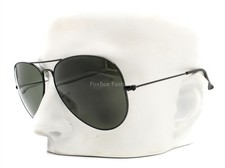 Ray-Ban RB 3026 L2821 Aviator Sunglasses Polished Black Green Glass 62mm w/case