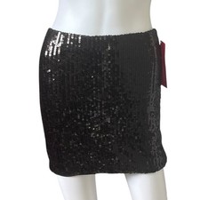 NEW Xhilaration Black Sequin Mini Skirt Pull On Stretch Womens Size Small S