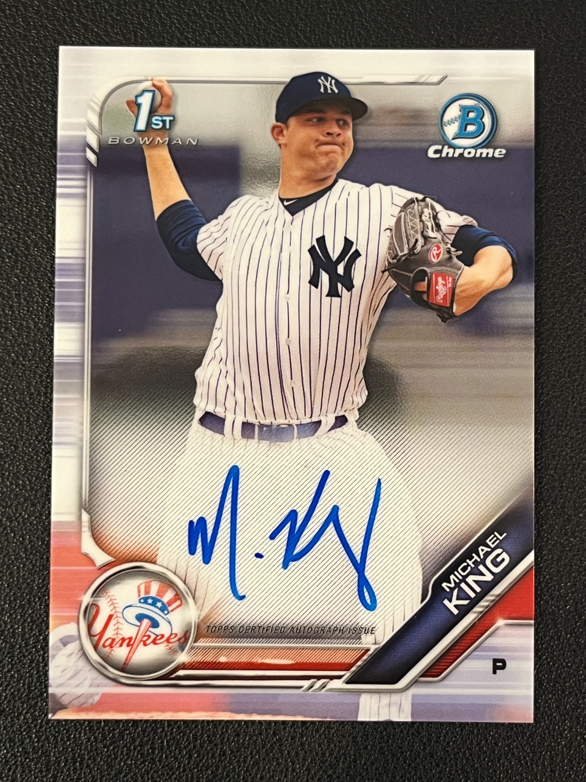 Michael King 2019 Bowman Chrome 1st Auto Yankees Padres