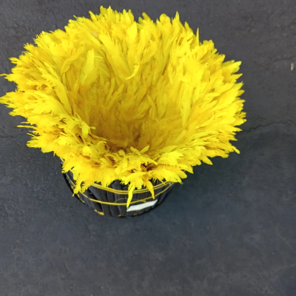30" Yellow Traditional Feather Headdress Handmade Juju Hat Home Decor  Cameroon - Image 4 of 4