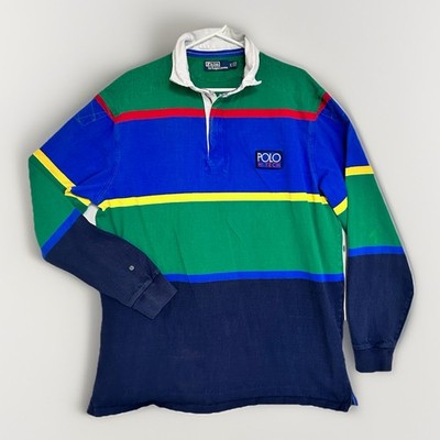 VTG 90s POLO by Ralph Lauren Pullover Hi Tech Striped Quarter Zip Mens XL Tall