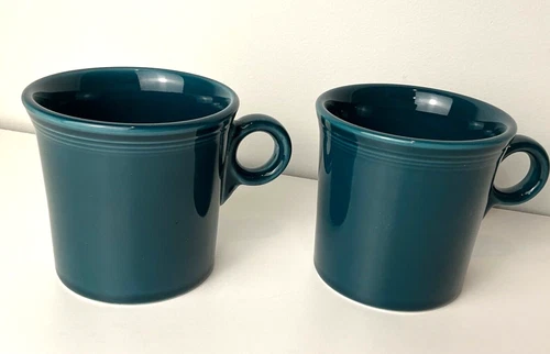 Fiesta Fiestaware Tom and Jerry 8 oz Coffee Mugs (set of 2) Blue Green USA HLC