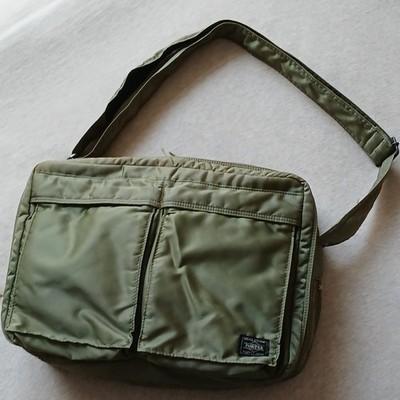 PORTER TANKER 2Way Briefcase Shoulder Bag Sage Green Yoshida Japan
