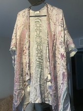 Anthropologie Light Pink Floral Print Lightweight Boho Hippie Kimono One Size