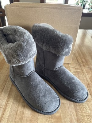 Women s Apres By Lamo Fur Collar Boot Gray Size 8 New