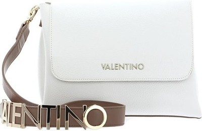 VALENTINO-bianco- BAG Alexia White Pebbled Leather Cross body Shoulder Bag Gold