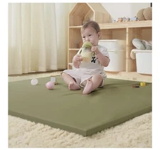 Vegan Leather Baby Play Mat, Wipe-Clean Play Mat for Floor, 50x50 in