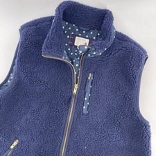 NEW Crewcuts Kids Navy Blue Fleece Vest Size 16 Polka Dot Lining Zip Pockets